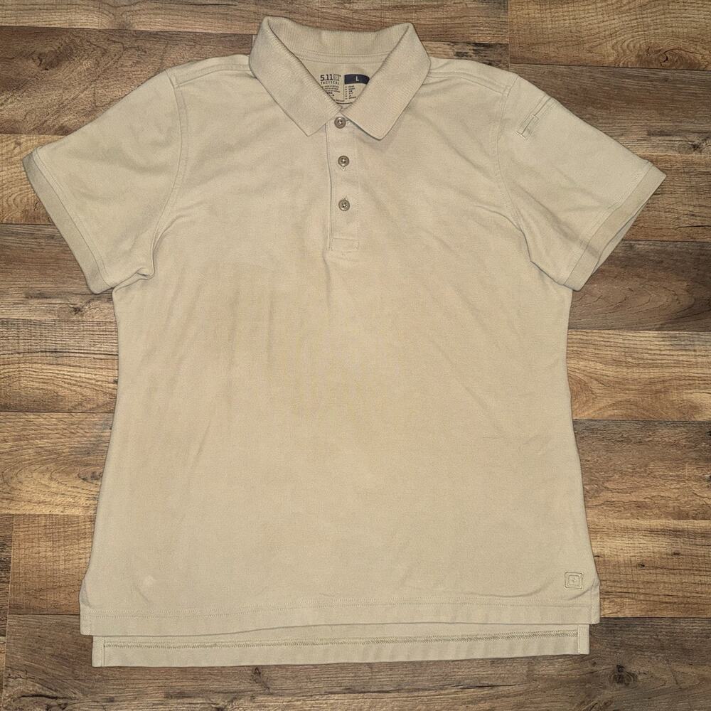 5.11 Tactical Polo Shirt Womens Large Beige Short Sleeve Workwear